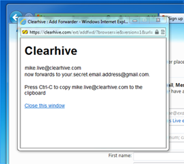 Clearhive created a popup for live.com Clearhive created a popup for live.com